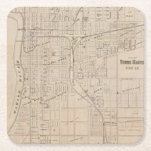 Terre Haute、ビゴCoの計画 スクエアペーパーコースター (正面)