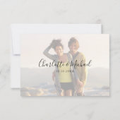 TerrecottaシンプルエレガントScript写真結婚の 出欠カード (裏面)