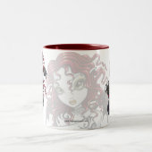 "Terri"のゴシック様式赤いバラの入れ墨の妖精の芸術のマグ ツートーンマグカップ (中央)