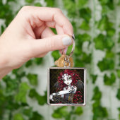 "Terri"のゴシック様式赤いバラの妖精のファンタジーKeychain キーホルダー (手)