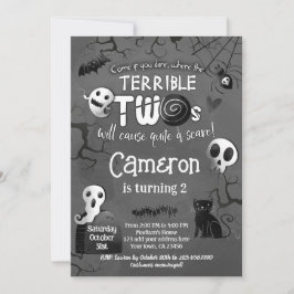 Terrible Two Black & White Spooktacular Halloween 招待状