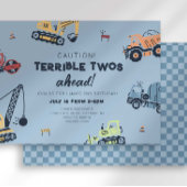 Terrible Twos Ahead 建設トラック 2歳 招待状