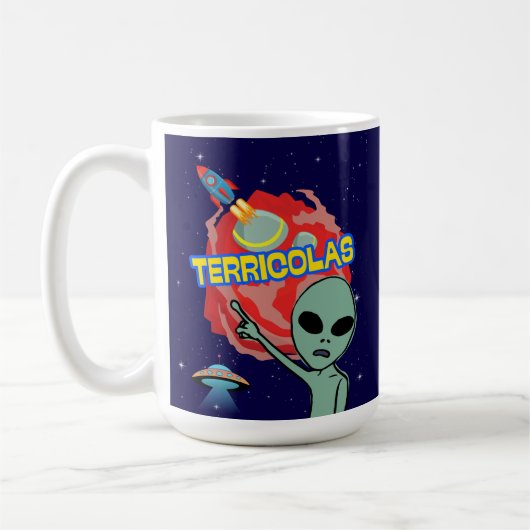 terricolas – 人間のエイリアンの怖さ コーヒーマグカップ (左)