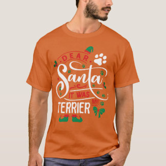 Terrier Dog Christmas Dog breed family girl Tシャツ