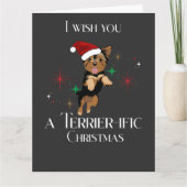 Terrier-ific Christmas Cute Dog Holiday Pun カード (正面)