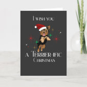 Terrier-ific Christmas Cute Dog Holiday Pun カード (正面)