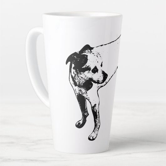 Terrier Mixフルはっきりした体プロファイルマグ カフェラテマグ (左アングル)