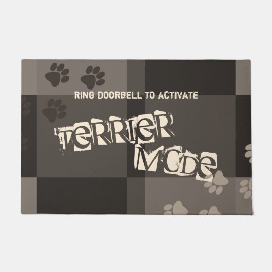 Terrier Modeおもしろい犬ペインの色ブロック ドアマット (正面)