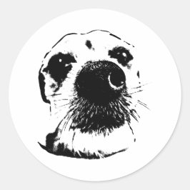 Terrier Nose Sticker | Black & White Art ラウンドシール