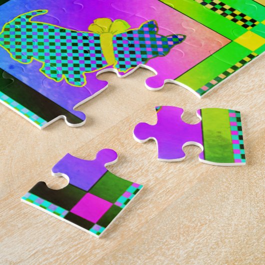 Terrier Silhouettes in a Checkeboard Pattern ジグソーパズル (側面)