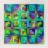 Terrier  Silhouettes  in a Checkeboard Pattern ジグソーパズル (横)