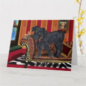 Terrier with Brown Bunny Note Card カード (黄色い花)