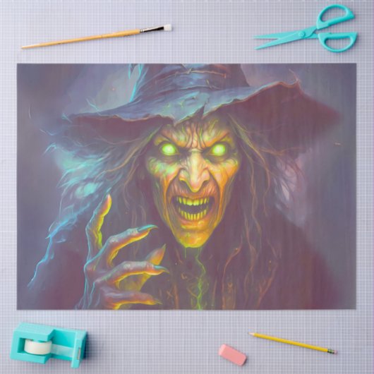 Terrifying Witch Glowing Eyes – Horror Halloween 薄葉紙 (クラフト)