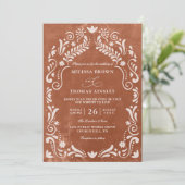 Terrocotta Papel Picado Budget QR Code Wedding 招待状 (スタンド正面)