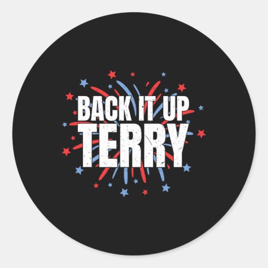 Terryでバックアップ – 7月おもしろい4日の花火 ラウンドシール (正面)