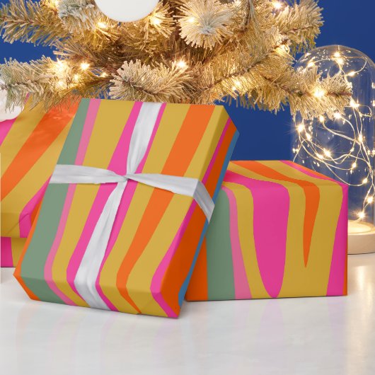 Terzoカラフルストライプ抽象芸術パターン ラッピングペーパー (クリスマス)