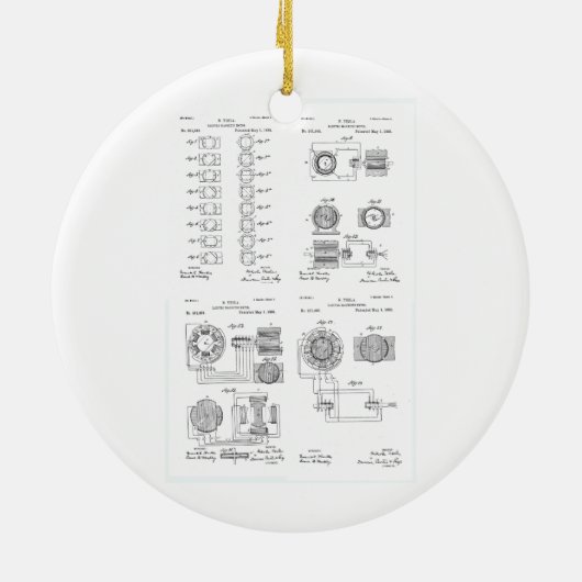 TeslaのElecro磁石モーターパテントUS381968 p 1-4 セラミックオーナメント (裏面)