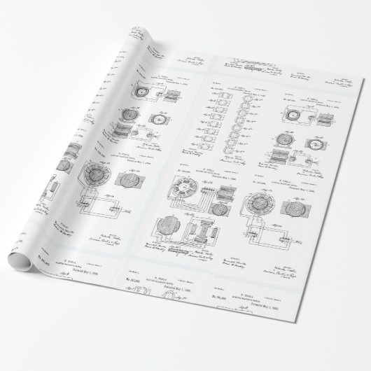 TeslaのElecro磁石モーターパテントUS381968 p 1-4 ラッピングペーパー (アンロールド)