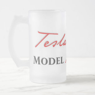TeslaモデルSは曇らされたマグで台本を書きました フロストグラスビールジョッキ