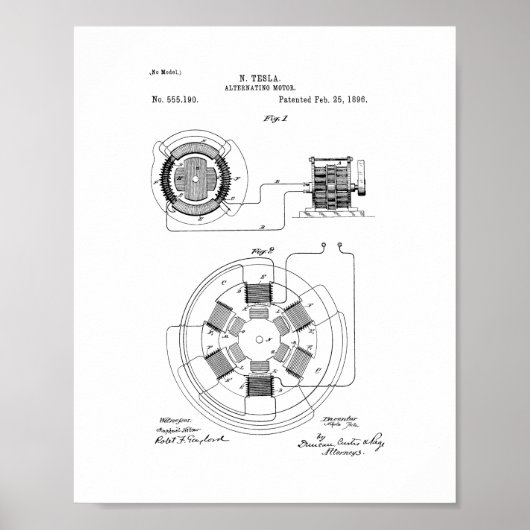 Tesla Alternating Motor Patent ポスター (正面)