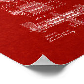 Tesla Electro-magnetic Motor Patent - Burgundy Red ポスター (角)