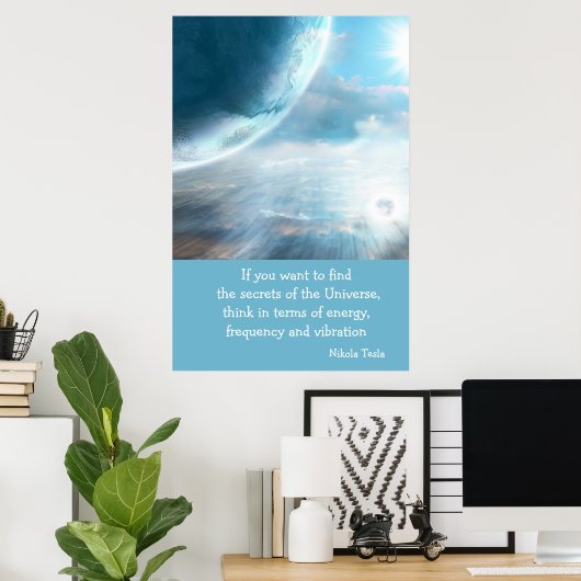 Tesla Quote Secrets of the Universe Poster ポスター (ホームオフィス)