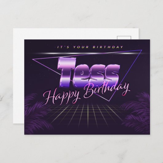 Tess Name Vorname lila Postkarte Geburtstag ポストカード (正面/裏面)