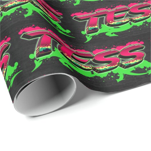 Tess Vorname Name Graffiti red green ラッピングペーパー (ロールコーナー)