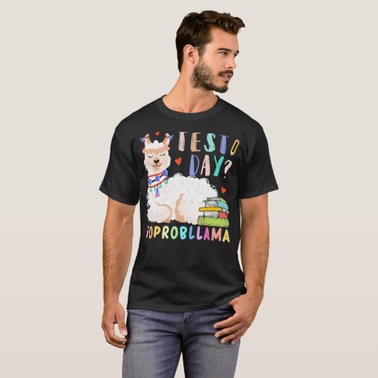 Test Day No Probllama Llama Teacher Teaching Testi Tシャツ (正面フル)