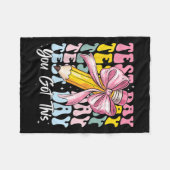 Test Day Rock The Test Motivational Teacher You Go フリースブランケット (正面(横))