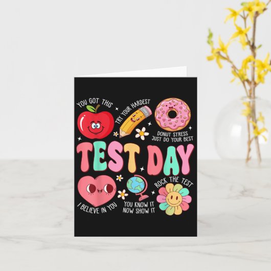 Test Day Rock The Test Testing Day Motivational Te カード (黄色い花)