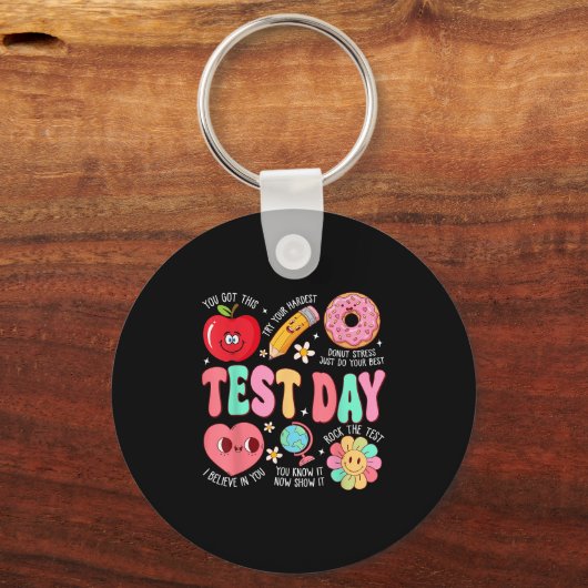 Test Day Rock The Test Testing Day Motivational Te キーホルダー (正面)