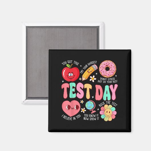 Test Day Rock The Test Testing Day Motivational Te マグネット (正面/裏面)