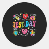 Test Day Rock The Test Testing Day Motivational Te ラウンドシール (正面)