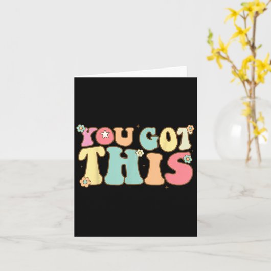 Test Day Teacher Shirt Motivational Testing Day St カード (黄色い花)