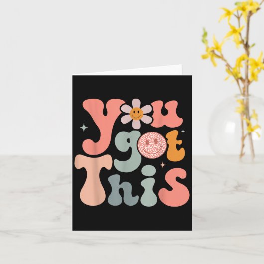 Test Day Teacher Shirt Motivational Testing Day St カード (黄色い花)