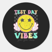 Test Day Vibes You Got This Retro Groovy Testing D ラウンドシール (正面)
