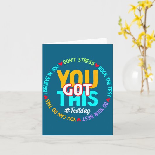 Test Day You Got This - Funny Motivation Teacher S カード (黄色い花)