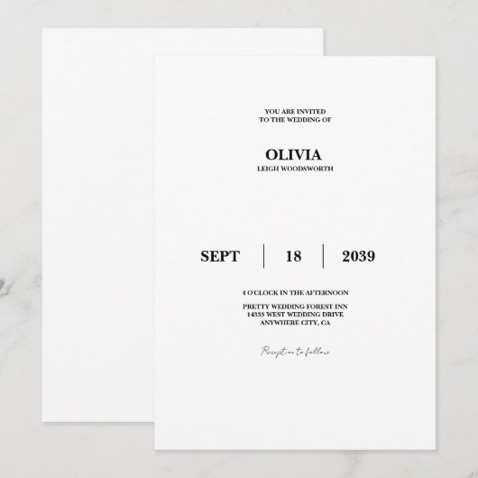 Test Invitation 招待状 (正面/裏面)