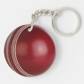Test Match Red Cricket Ball with Custom Text キーホルダー (裏面)