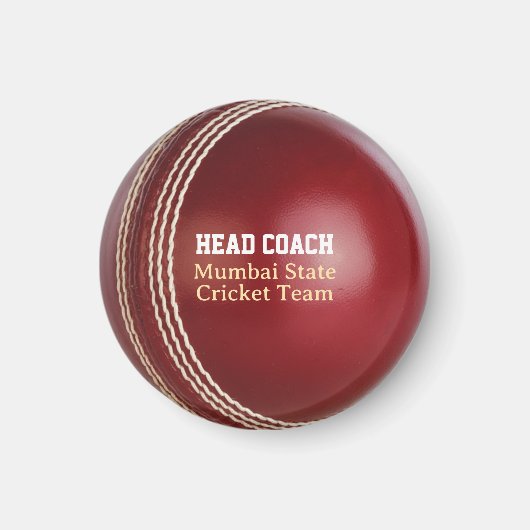 Test Match Red Cricket Ball with Custom Text マグネット (正面)