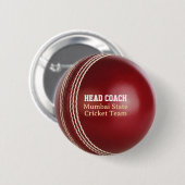 Test Match Red Cricket Ball with Custom Text 缶バッジ (正面&裏面)