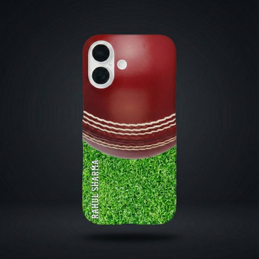Test Match Red Cricket Ball with Custom Text Case-Mate iPhoneケース