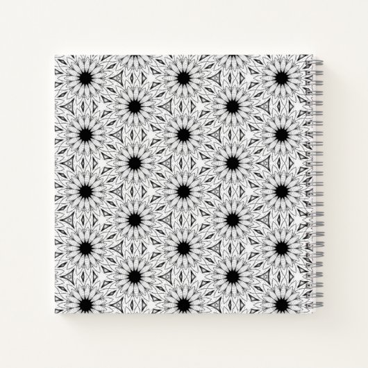 Test - Monochrome Flower pattern Notebook ノートブック (裏面)