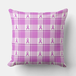 Testicular Cancer Awareness Plaid Purple Ribbon クッション