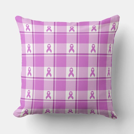 Testicular Cancer Awareness Plaid Purple Ribbon クッション (正面)