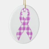 Testicular Cancer Awareness Plaid Purple Ribbon セラミックオーナメント (右)