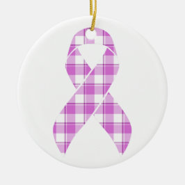 Testicular Cancer Awareness Plaid Purple Ribbon セラミックオーナメント