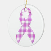 Testicular Cancer Awareness Plaid Purple Ribbon セラミックオーナメント (左)