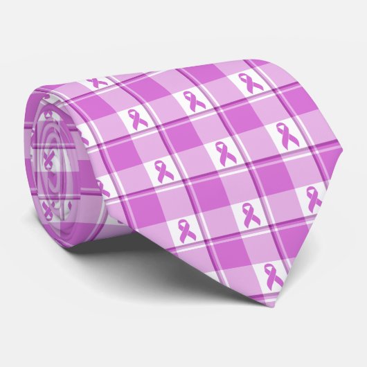 Testicular Cancer Awareness Plaid Purple Ribbon ネクタイ (ロール)
